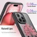 FUNMIKO for iPhone 14 Pro Case Military-Grade Protection & Wireless Charging - Trendy Floral Design for Women Girls, Non-Slip Matte Phone Cover with Shockproof Corners - Blooming Cherry Tree