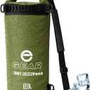 Enthusiast Gear Insulated Dry Bag Floating Cooler 10L / 15L Roll Top, Leak Proof, Waterproof, Collapsible, with Padded Shoulder Strap - Perfect for Kayaking Fishing Beach Hiking (10 Liter, Green)