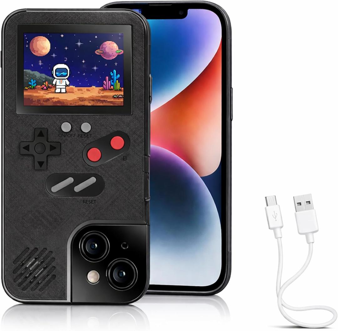 Game Phone Case, 168 Built-in Small Video Games, Black, Compatible with iPhone 15