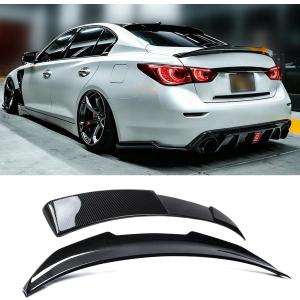 Rear Spoiler and Roof Top Spoiler Compatible with 2014-2024 Infiniti Q50, JDM Duckbill Fit for 4-Door, Trunk Exterior High Kick Tail Deck Lid Wing Lip (Carbon Fiber Pattern)