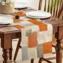 Orange Grey Table Runner 36 Inches Long, Fall Thanksgiving Seasonal Watercolor Table Runners for Party Kitchen Dining Coffee Table Wedding Home, Machine Washable (13"x36", Orange Grey)