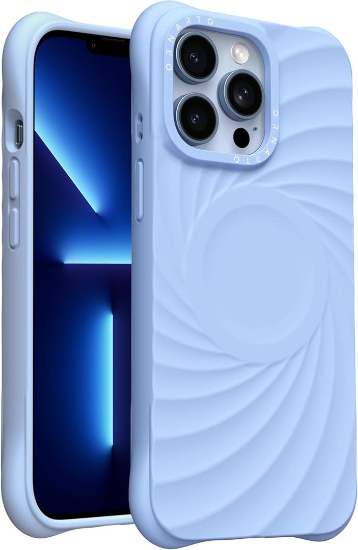 ORNARTO Vortuxe for iPhone 13 Pro Max Case 6.7" | 2X MIL-STD Drop Protection | Compatible with MagSafe | Sleek Aesthetic Liquid Silicone Phone Cover - Sky Whisper