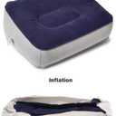 3 x Inflatable Travel Foot Rest Pillow, Head Pad, Soft Flocking Pillow, Flights Relax Cushion Ottomans Leg Up with Air Pump for Office, Home Relax, Camping and Travel Use (Gray, 1 Pcs)