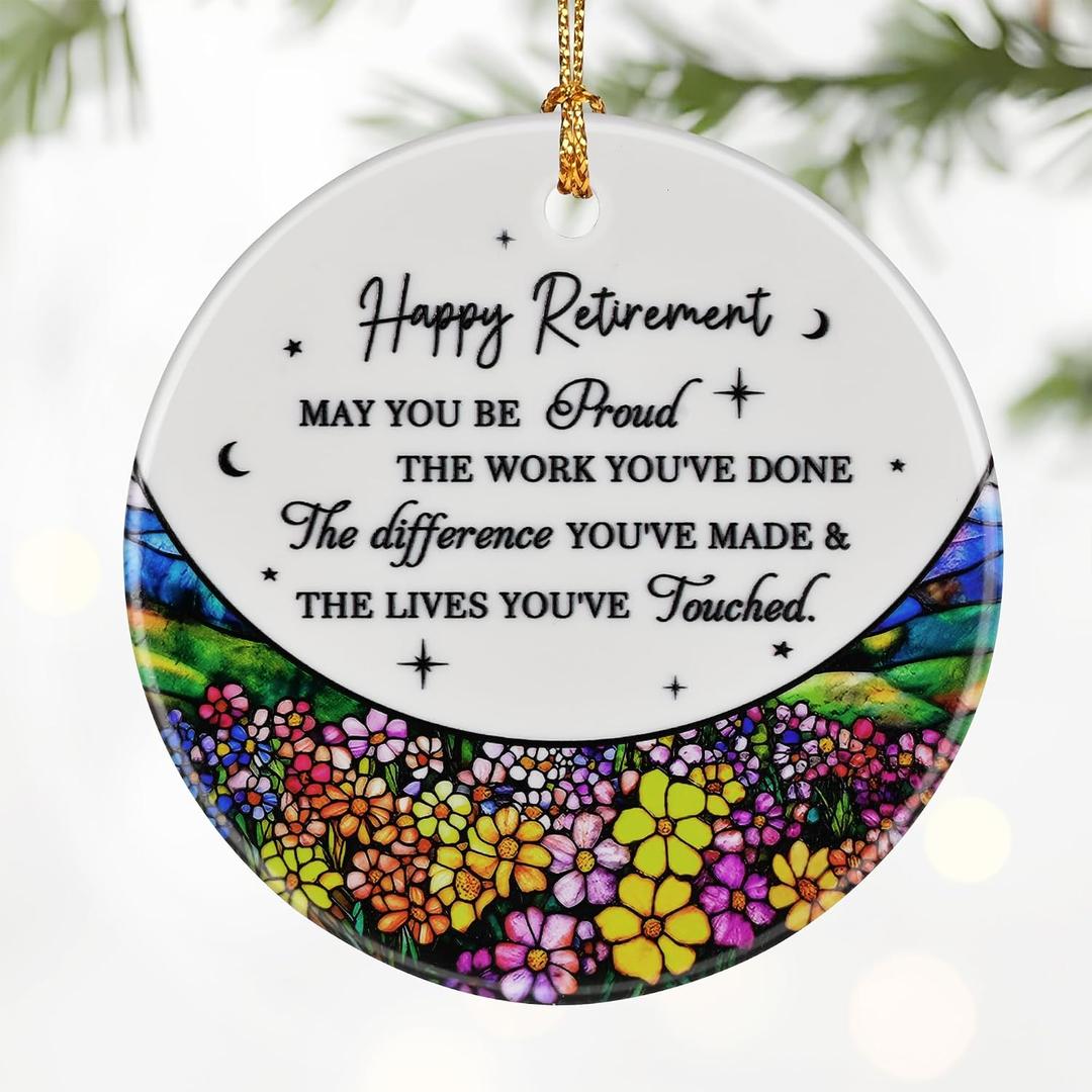 2 x Retirement Gifts for Women & Men: Retirement Ornaments, Farewell Gifts for Retiring Coworkers, Retired Gift for Coworker, Friend, Boss, Employee, Teacher, Nurse - Christmas Ornaments(Style H)