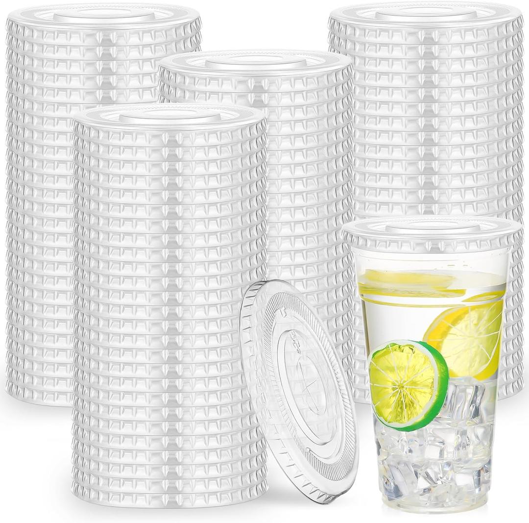 Hortsun 500 Count 107mm Clear PET Plastic Flat Lids with Straw Slot Fits 32oz, 42oz, 44oz Cups Disposable Plastic Transparent Cup Lids for Iced Coffee Milkshake Ice Cream Office Home Travel Supplies Hortsun 500 Count 107mm Clear PET Plastic Flat Lids with Straw Slot Fits 32oz, 42oz, 44oz Cups Disposable Plastic Transparent Cup Lids for Iced Coffee Milkshake Ice Cream Office Home Travel Supplies