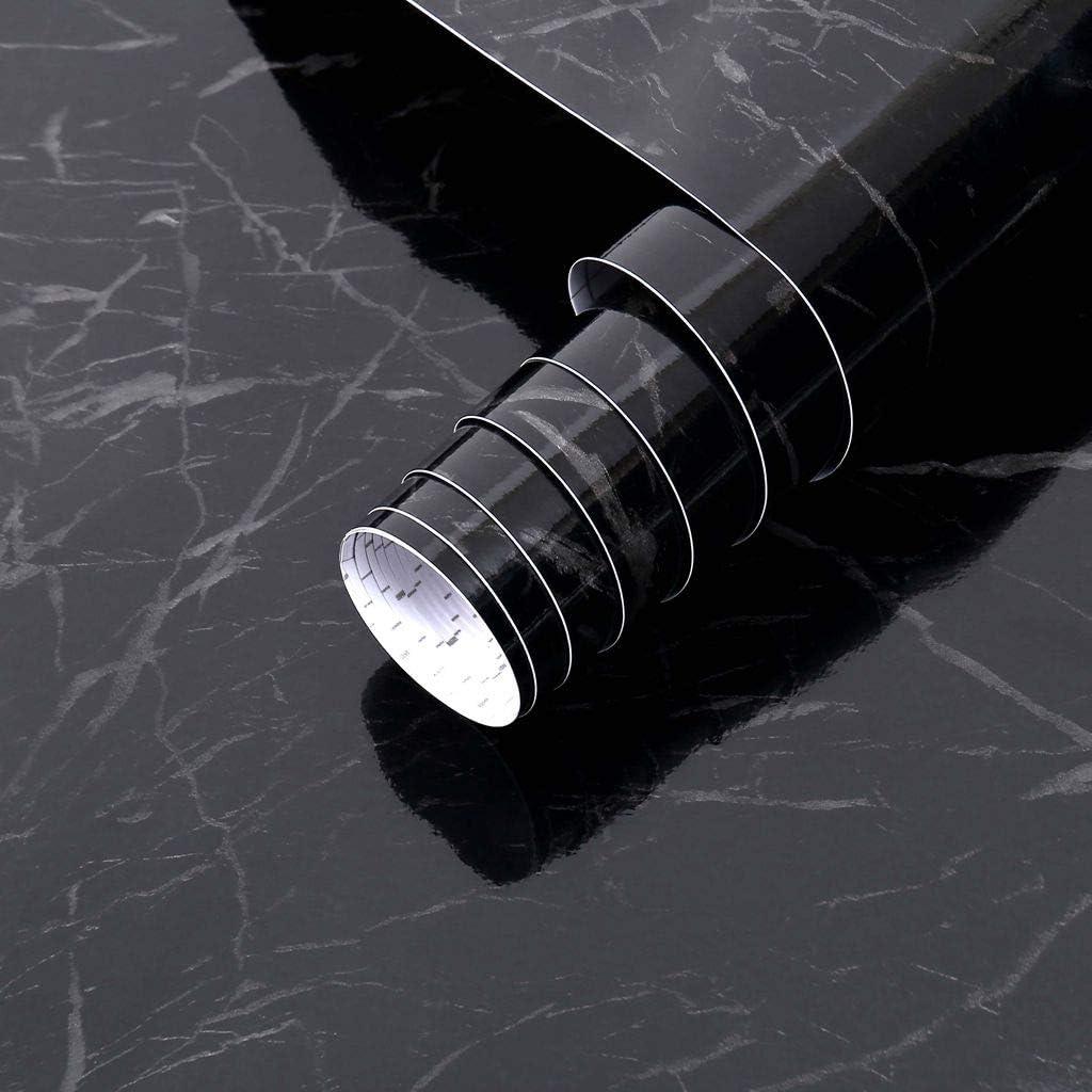 Arthome 23.6x200 Inches Black Marble, Peel and Stick Wallpaper, Marble Contact Paper, Self Adhesive, Easy to Clean, Vinyl Film for Furniture Countertop, Distressed Plank Grain Vintage Wall Covering