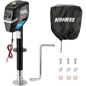Kohree 7500lbs Electric Trailer Jack with Dual Wire, Heavy Duty Power Tongue Jack for A-Frame RV Travel Trailer Camper, Easy Installation, 22" Lift, 12V DC, Manual Handle & Weatherproof Cover