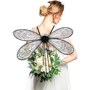 Halloween Fairy Wings for Women & Girls - Sparkling Elf & Angel Wings for Christmas (Black)