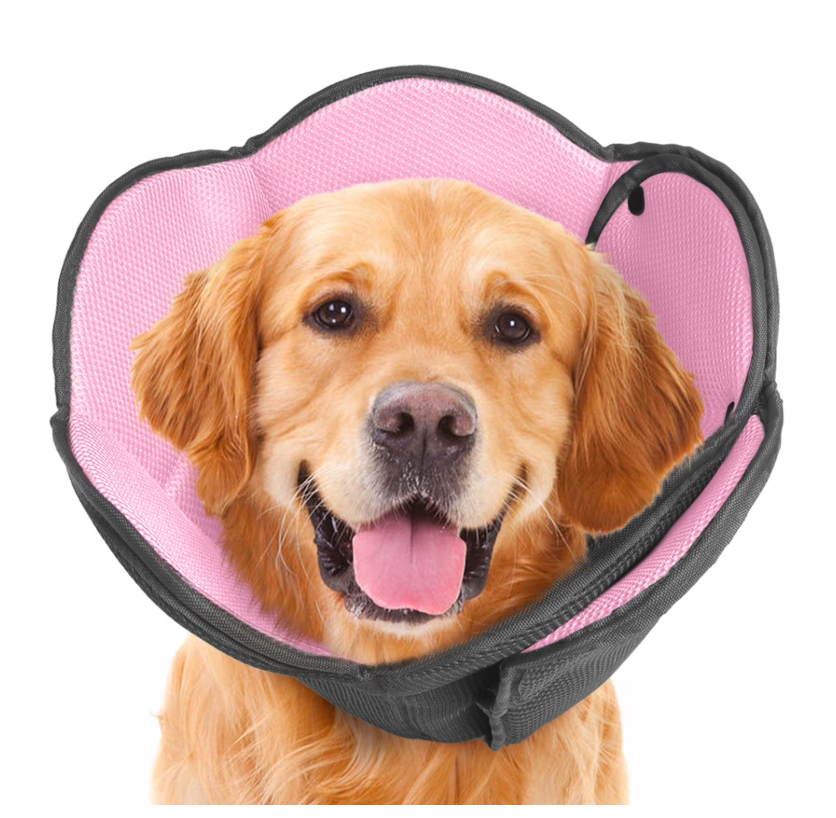 ROZKITCH Dog Cone Adjustable Soft Dog Cone Collar E Collar for Small Medium Large Dogs After Surgery Pink L