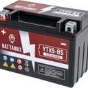 YTX9-BS Battery & Motorcycle Battery, Sealed SLA/AGM 12V8Ah ATV/UTV/Snowmoble/Motor bike Battery Maintenance Free & No tools for installation & Advanced Technology & Environmental