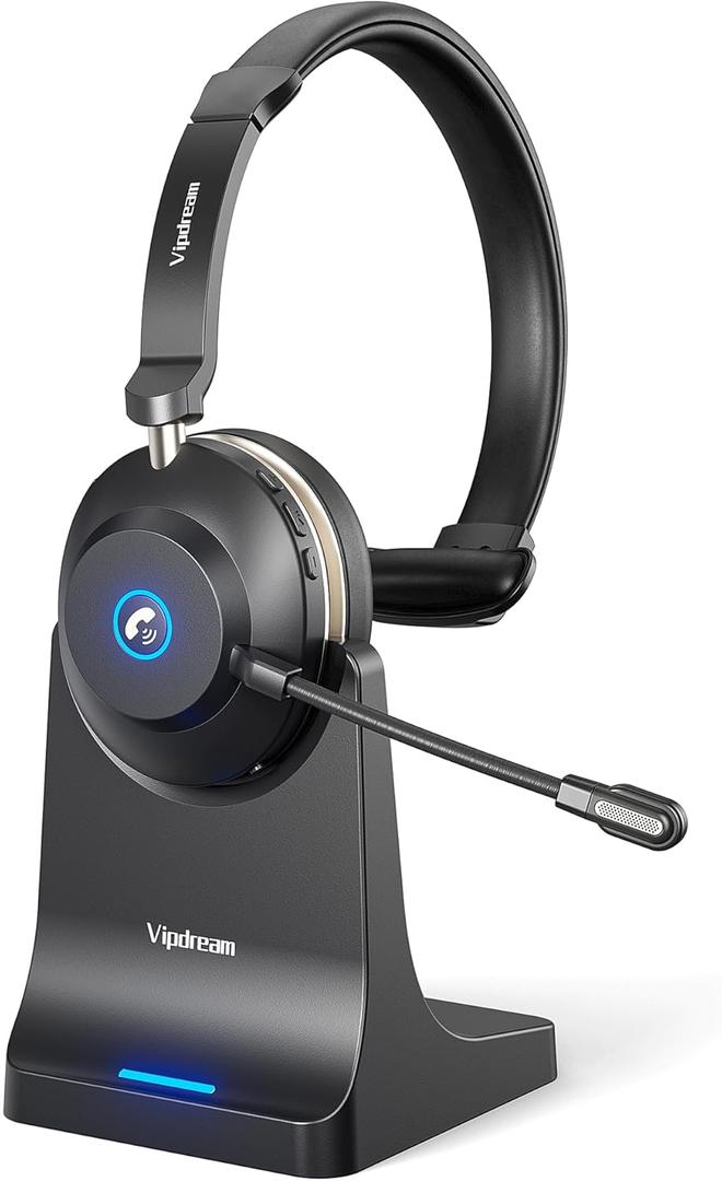 Wireless Headset with Microphone for Work, Bluetooth 5.3 Computer Headset for Laptop, 45 Hours Battery Life & Mute Button, Headset with Mic for PC, iPhone, Zoom, Skype, Office & Home