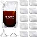 Meanplan 100 Pcs Plastic Pouches Bulk Reusable Squeeze Pouches Clear Plastic Juice Leak Proof Bags with Funnel for Party Favors Supplies(3.5 oz,Inclined Mouth)