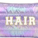 3 x Hiroyuki Iridescent Makeup Bag, 14 inches Cosmetic Bag, Large Capacity Travel Pouch (Hair, purple)