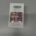 5Pack French Tip Press on Nails Square Medium Fake Nails Nude False Nails with Glitter Leopard Print Designs Full Cover Acrylic Nail Autumn Glossy Glue on Nail for Women Girls, 24Pcs