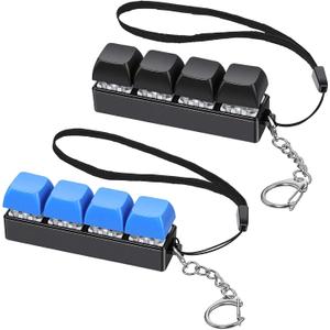 2 Pcs Keyboard Fidget Toys Fidget Clicker, Keyboard 4-Button Keychain Clicker Button ADHD Gifts Sensory Toy for Adult to Relief Stress Boost Focus Pass The Time, Black