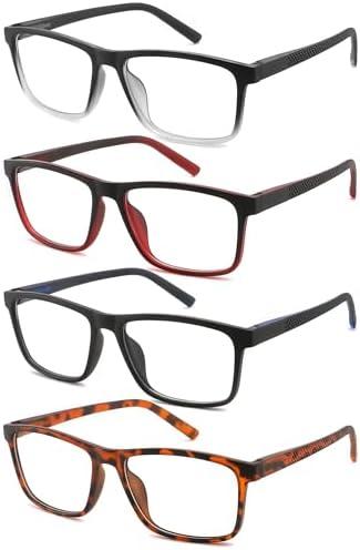 STARTONYOU 4 Pack Reading Glasses Men Readers Anti Blue Light UV400 Computer Eyeglasses With Spring Hinge Comfy Fashion Sturdy(Magnification 1.0 x)