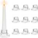 Hewory Glass Taper Candle Holders: 10 PCS Candlestick Holders Clear Short Tapered Candle Holder Set - Candle Stick Holder Decor for Table Centerpiece Wedding Party Advent Christmas Home Decorations