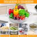 Colander Stainless Steel, 7 Piece Strainers and Colanders Set, Mesh Strainer Net Baskets with Handles, 2 Stainless Steel Plates and Fine Mesh Strainer for Kitchen Food Strain Drain Rinse Cooking
