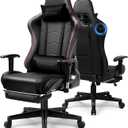 GTPLAYER Gaming Chair with Bluetooth Speakers and Footrest, Ergonomic Gamer Chair with Reclining Backrest, 3D Armrests, Adjustable Seat Height, Computer Desk Chair for Adults (Black)