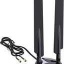 QFly WiFi 6e Tri-Band Antenna 6GHz/5GHz/2.4GHz RP-SMA Wi-Fi Antennas with Magnetic Base and 6.5ft Extension Cable for PC Desktop Computer PCIE Wireless Card Adapter Router