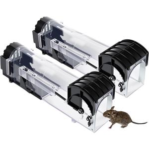Mouse Traps 2-Pack, 12.2 Inches Humane Live-Catch Mouse Trap for Homes with Kids & Pets Designed for Safe Release, not Killing