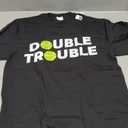 Double Trouble Funny Tennis T-Shirt With Tennis Balls T-Shirt (Small, Black)
