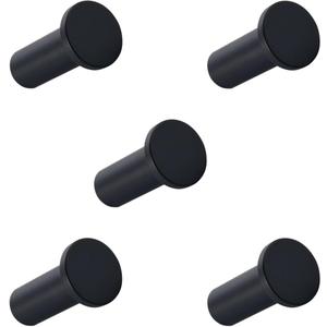 Francany Towel Hooks 5 Packs, Wall Mounted Hand Towel Holder for Bathroom, Kitchen, Livingroom, Stainless Steel Wall Hooks, Durable Coat, Robe, Clothes Hangers, Matte Black