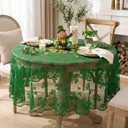Horaldaily St. Patrick's Day Lace Tablecloth 6060 Inch Round, Embroidered Shamrock Table Cover, St. Patrick's Day Decorations for Home Party Outdoor (Green)