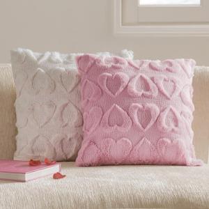 Valentines Day Decorations Heart Pillow, White and Pink Pillow Covers 18x18 Set of 2, Decorative Throw Pillow Cases, Couch Pillows for Living Room Holiday Decor Pillow Covers Decorations Sofa Bed