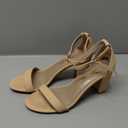 Women's Heeled Sandals Open Toe Ankle Strap Chunky Heels Dress Shoes Wide Feet Friendly, Size 7, Beige