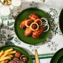 GZG Ceramic Dinner Salad Plates Set of 4, 8 Inch Speckled Dinnerware Dessert Plates with Clay-Tone Base, Microwave Oven Dishwasher Safe (Verdant Green)