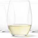 Amazon Basics Stemless White Wine Glasses, 14 oz., Dishwasher-Safe, 4-Piece Set