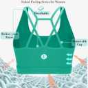 RUNNING GIRL Sports Bras for Women,Padded Sports Bra Tank Top Sexy Crisscross Back High Impact Longline Workout Yoga Bra (Green, L)