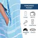 1pcs Zipper Surf Poncho Cotton Turkish Towel Beach Cover Up Changing Robe with Hood and Front Pocket Absorbent Wearable Towel Hooded Beach Towel for Adult Man Women Beach Pool (Blue, L)