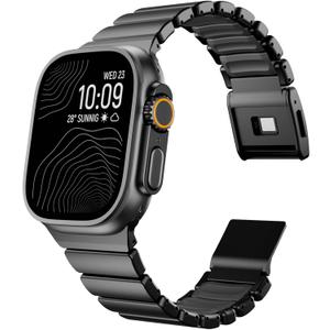 Magnetic Titanium Band Compatible with Apple Watch Ultra 3/2/1 Band 49mm Series 11 10 46mm 45mm 44mm 42mm SE 3/2/1 9 8 7 6 5 4,Luxury Silicone Dual-Layer Link For iwatch Men Women