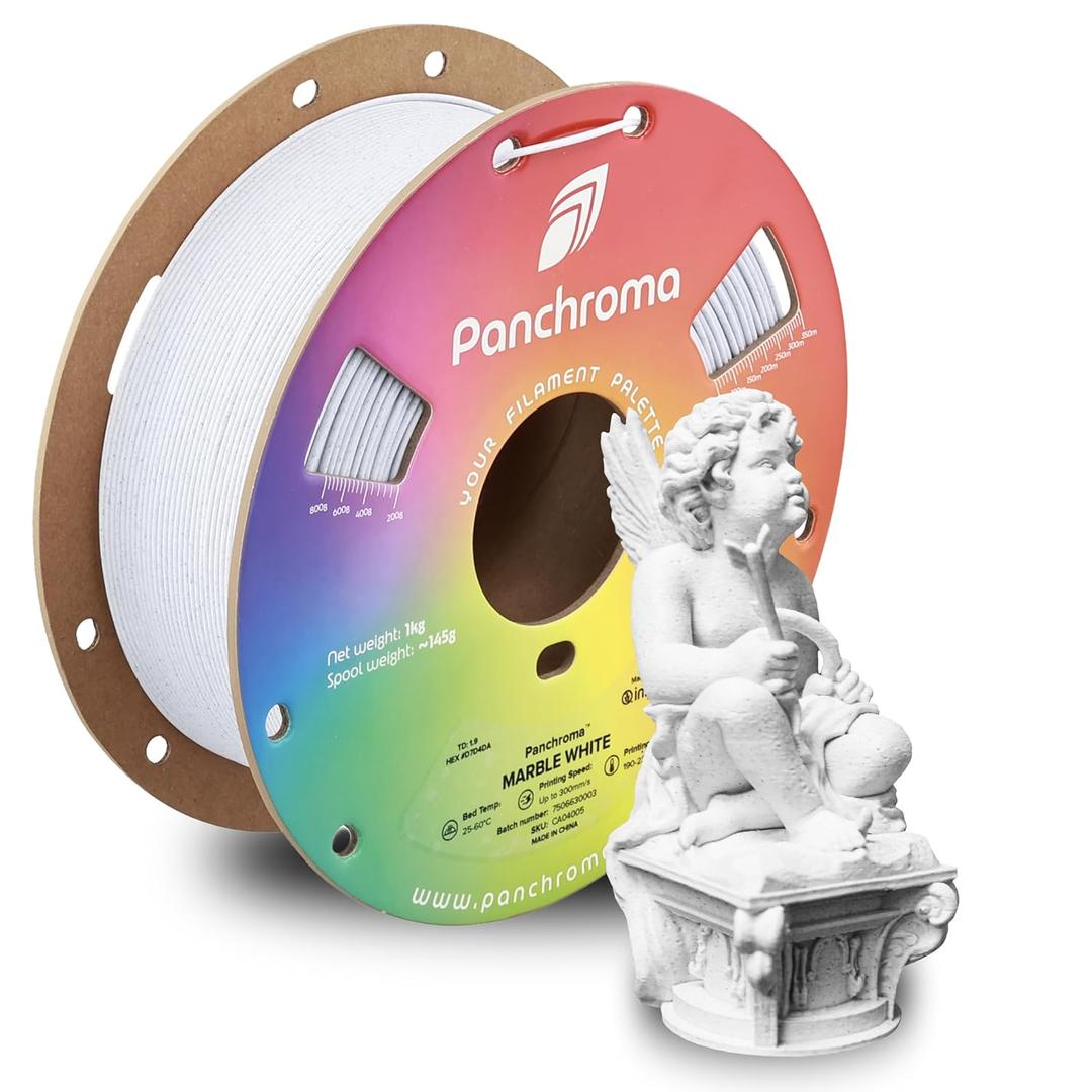 Polymaker Panchroma Marble PLA Filament, Marble White 1.75mm 1kg 3D Printing Filament, 3D Printer PLA Filament, Fit Most FDM 3D Printers, 1kg Spool (2.2lbs)