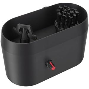 OVAQUIXI Coffee Portafilter Clearing Box, Integrated Deep Clearing Brush and Coffee Ground Puck Scraper with Collector Box