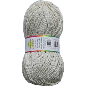 2 x Silver Sparkly Chainette Yarn,3.5oz/98g 158yds Yarn for Crocheting and Knitting (49 Ecru, 1 Pack), (Mix Colors)