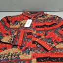 PARKLEES Men's Cotton Linen-Like 70s Disco Retro Traditional Pattern Printed Long Sleeve S