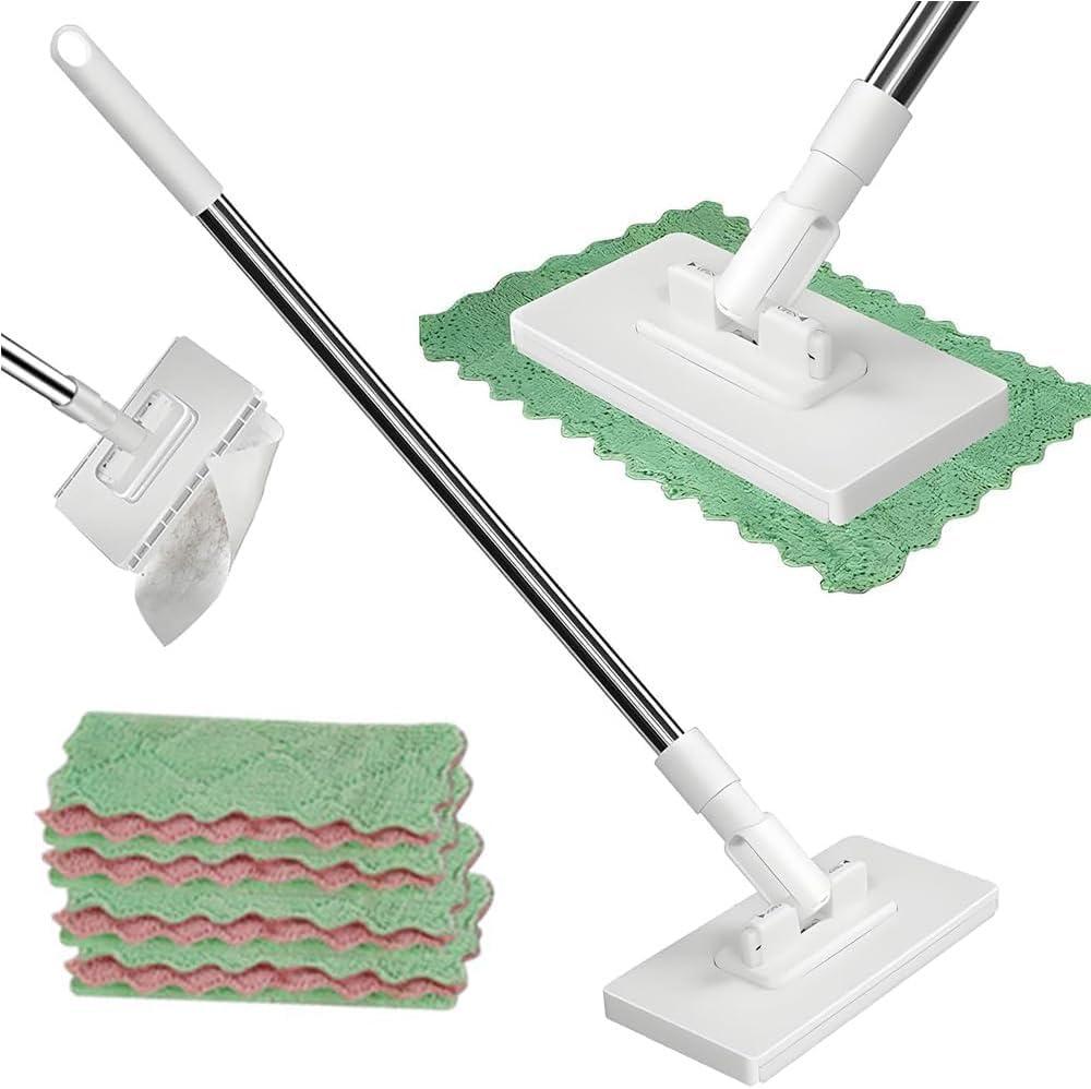 2026 Upgraded Snap Grip Mini Mop, Zero Touch Cloth Changing Mop with Automatic Push Pull Handle,360 Rotating Lazy Mops Wet Dry for Whole House Cleaning,Retractable Gap Dust Cleaner Flat Mops(5 Cloths)