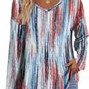 Women's Long Sleeve T-Shirts Solid Color Loose Fit Cute Basic Flowy Tops Spring Fall Casual Blouse (Blue, XL)