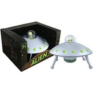 Off the Wall Toys Alien Glow-in-The-Dark UFO Space Ship and Bendable Action Figure Toy