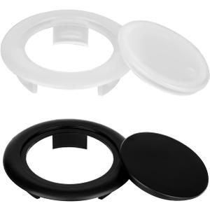 4 x Savita 2 Sets Patio Table Umbrella Hole Rings and Caps, Plastic 2 Inch Patio Umbrella Hole Plug Insert Ring and Cap Set for Outdoor Activities Summer Garden Parties (Black, Transparent)
