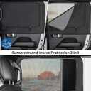 JOYTUTUS Rear Wrangler Side Window Sun Shade Camping Window Insect Screen Compatible with 2007-2026 Wrangler JK JL 4 Doors Gladiator JT, Car Window Covers for Privacy Blackout 2 Pcs