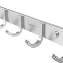 Coat Hook Wall Mount - NHENY Towel Rack with 6 Hooks Hanger for Hanging Clothes, Bags, Keys, and Towels Bathroom, Entryway, Door, 304 Stainless Steel Brushed Nickel