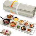 FYY Extra Large Warming Mat for Food - Rapid and Full Surface Heating, 6 Temp Settings, 6H Timer, Rollable Portable Food Warming Mat for Gatherings, Parties, Keep Meal Warm (XX Large Size, Khaki)