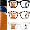 3 Pack Near-range Workspace Progressive Reading Glasses for Women Men Square Oprah Style Blue Light Blocking Readers (Black+gray Tortoise+transparent)