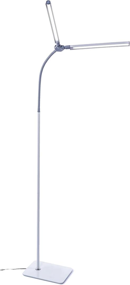 DuoLamp Floor LED Lamp - 6,000K Daylight, 2,090 Lux at 30cm, 4 Brightness Levels, Adjustable Arm, Slim Design, Perfect for Eyelash, Eyebrow, Tattooing, Salon Services - White