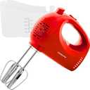 OVENTE 5-Speed Electric Hand Mixer with Stainless Steel Mixing Whisk, Snap-On Storage Case, Portable & Lightweight 150W Motor, Compact Handheld Mixer for Baking, Blending or Cooking, Red HM151R