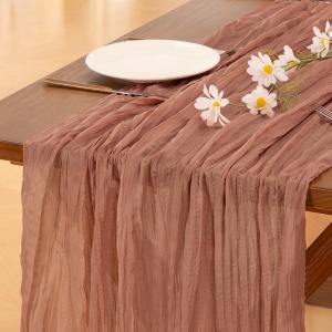 Socomi 3pcs Dusty Rose Easter Spring Cheesecloth Table Runner Boho Rustic Gauze 120 inch 10FT Cheese Cloth Runner for Wedding Party Baby Shower Birthday Home Decor Holiday Decorations